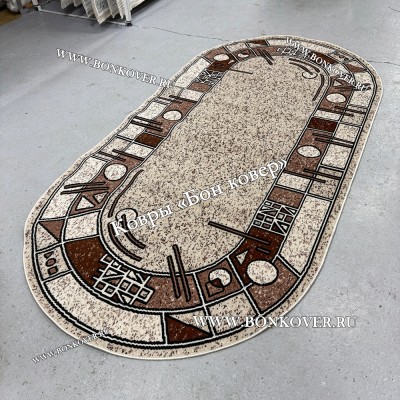 Ковер Лайт Карпет New 4 Дизайн 03 Бежево-Коричневый Овал