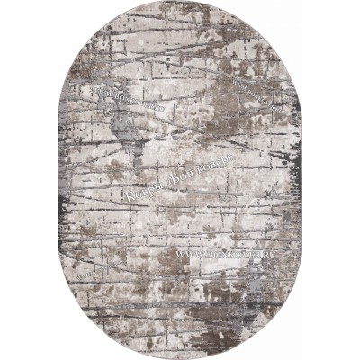 Абстрактный ковер дизайн 78 Серый с коричневым Овал